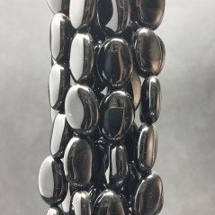 Onice Nera Naturale in Perline Forma Ovale Piatto Liscio Foro Passante 10X14mm