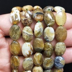 Opale Verde Madagascar Naturale in Perline Forma Ovale Piatto Liscio Foro Passante 10X14mm