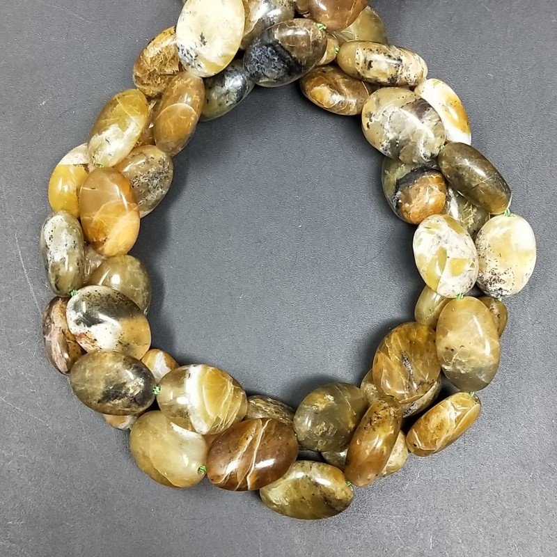 Opale Verde Madagascar Naturale in Perline Forma Ovale Piatto Liscio Foro Passante 10X14mm