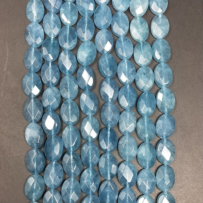 Angelite in Perline Forma Ovale Piatto Sfaccettato Foro Passante 08X12mm