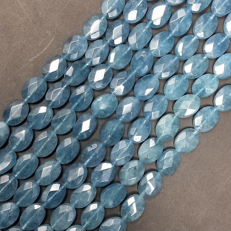 Angelite in Perline Forma Ovale Piatto Sfaccettato Foro Passante 08X12mm