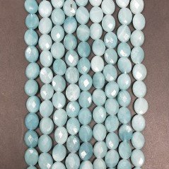 Amazzonite Brasiliana in Perline Forma Ovale Piatto Sfaccettato Foro Passante 08X10mm