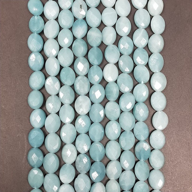 Amazzonite Brasiliana in Perline Forma Ovale Piatto Sfaccettato Foro Passante 08X10mm