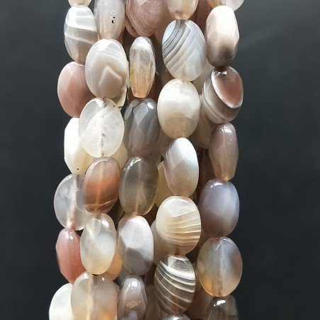 Agata Botswana Naturale in Perline Forma Ovale Piatto Sfaccettato Foro Passante 09x07mm
