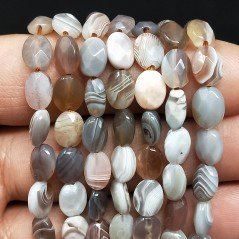 Agata Botswana Naturale in Perline Forma Ovale Piatto Sfaccettato Foro Passante 09x07mm
