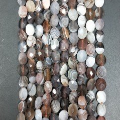 Agata Botswana Naturale in Perline Forma Ovale Piatto Sfaccettato Foro Passante 09x07mm