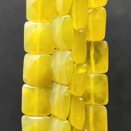 Giada Oliva Naturale Perline Forma Quadrato Piatto Sfaccettato Foro Passante 14mm