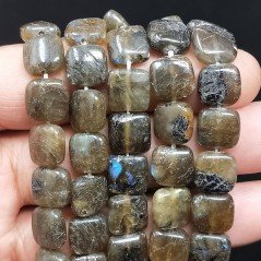Labradorite Naturale Perline Forma Quadrato Piatto Liscio Foro Passante 10mm