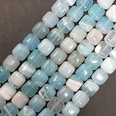 Agata Brasiliana Celeste Perline Forma Quadrato Piatto Liscio 12mm