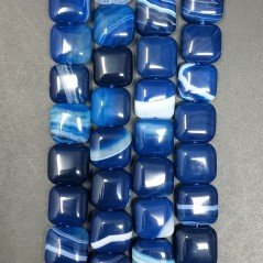 Agata Brasiliana Blu Striata Perline Forma Quadrato Piatto Liscio 12mm