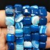 Agata Brasiliana Blu Striata Perline Forma Quadrato Piatto Liscio 10mm