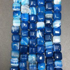 Agata Brasiliana Blu Striata Perline Forma Quadrato Piatto Liscio 10mm