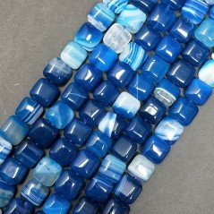 Agata Brasiliana Blu Striata Perline Forma Quadrato Piatto Liscio 10mm