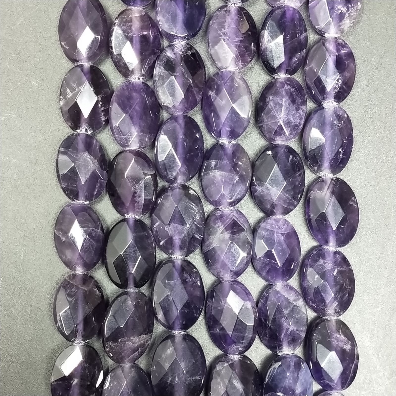 Ametista Naturale in Perline Forma Ovale Piatto Sfaccettato Foro Passante 10X14mm