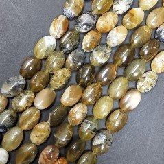 Opale Verde Madagascar Naturale in Perline Forma Ovale Piatto Liscio Foro Passante 08X12mm