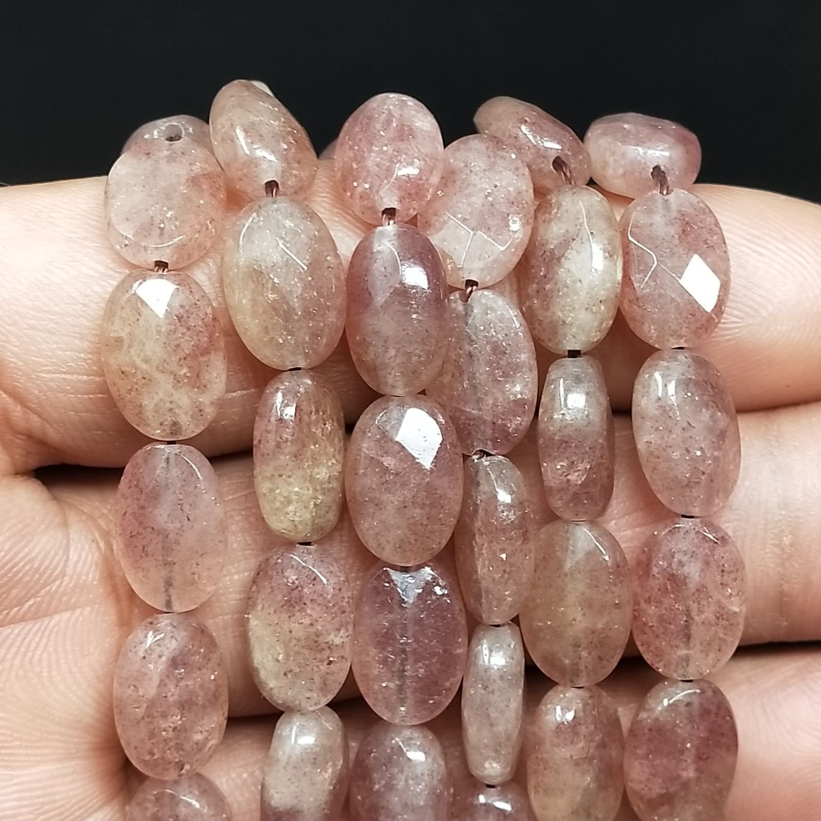 Pietra Di Sole Naturale in Perline Forma Ovale Piatto Sfaccettato Foro Passante 08X12mm