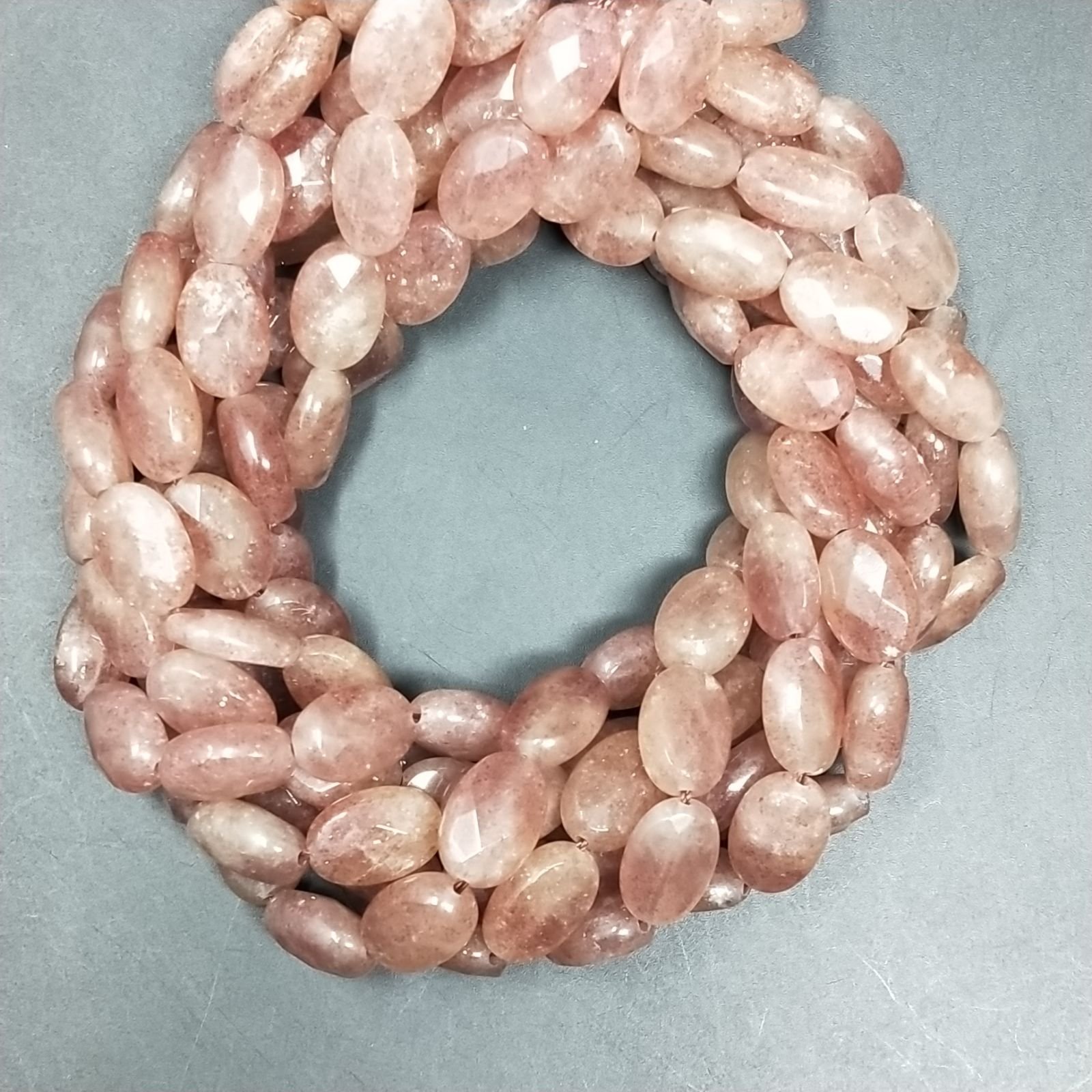 Pietra Di Sole Naturale in Perline Forma Ovale Piatto Sfaccettato Foro Passante 08X12mm
