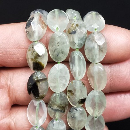 Prenite Rutilato Naturale in Perline Forma Ovale Piatto Sfaccettato Foro Passante 10X14mm