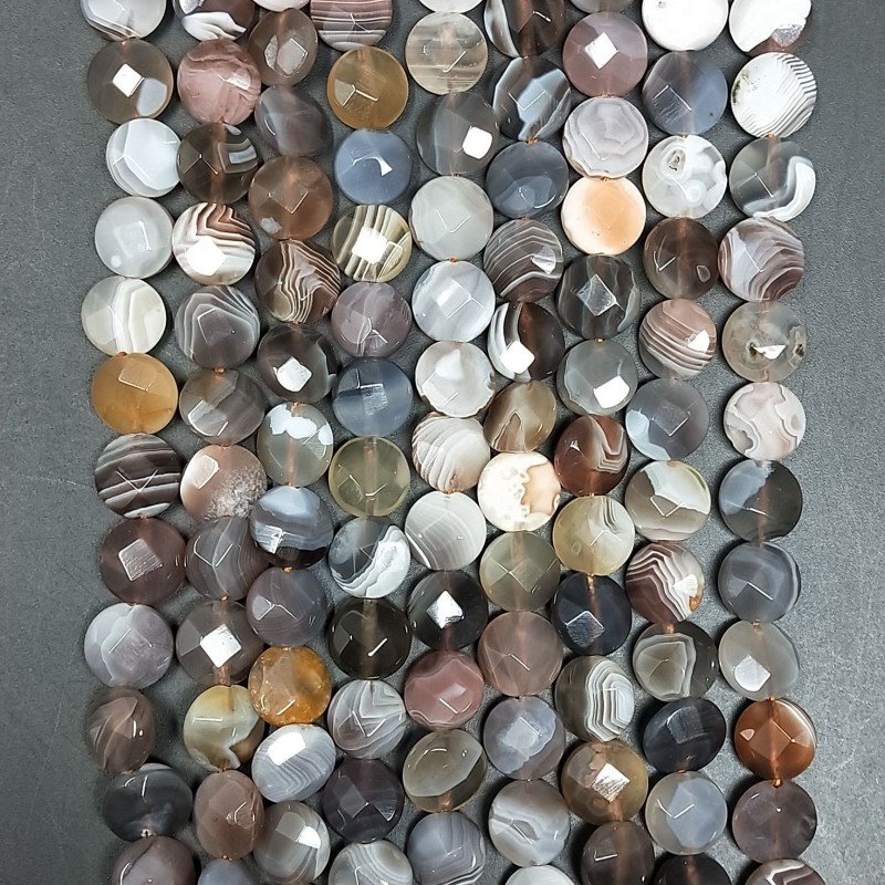 Agata Botswana Sfumato Perline Forma Tondo Piatto Sfaccettato 10mm