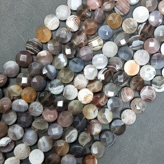 Agata Botswana Sfumato Perline Forma Tondo Piatto Sfaccettato 10mm