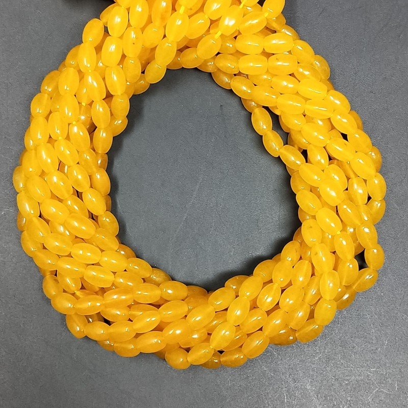 Giada Coreana Gialla Perline Forma Barilotto Liscio 04X06mm Giada Coreana Gialla Perline Forma Barilotto Liscio 04X06mm