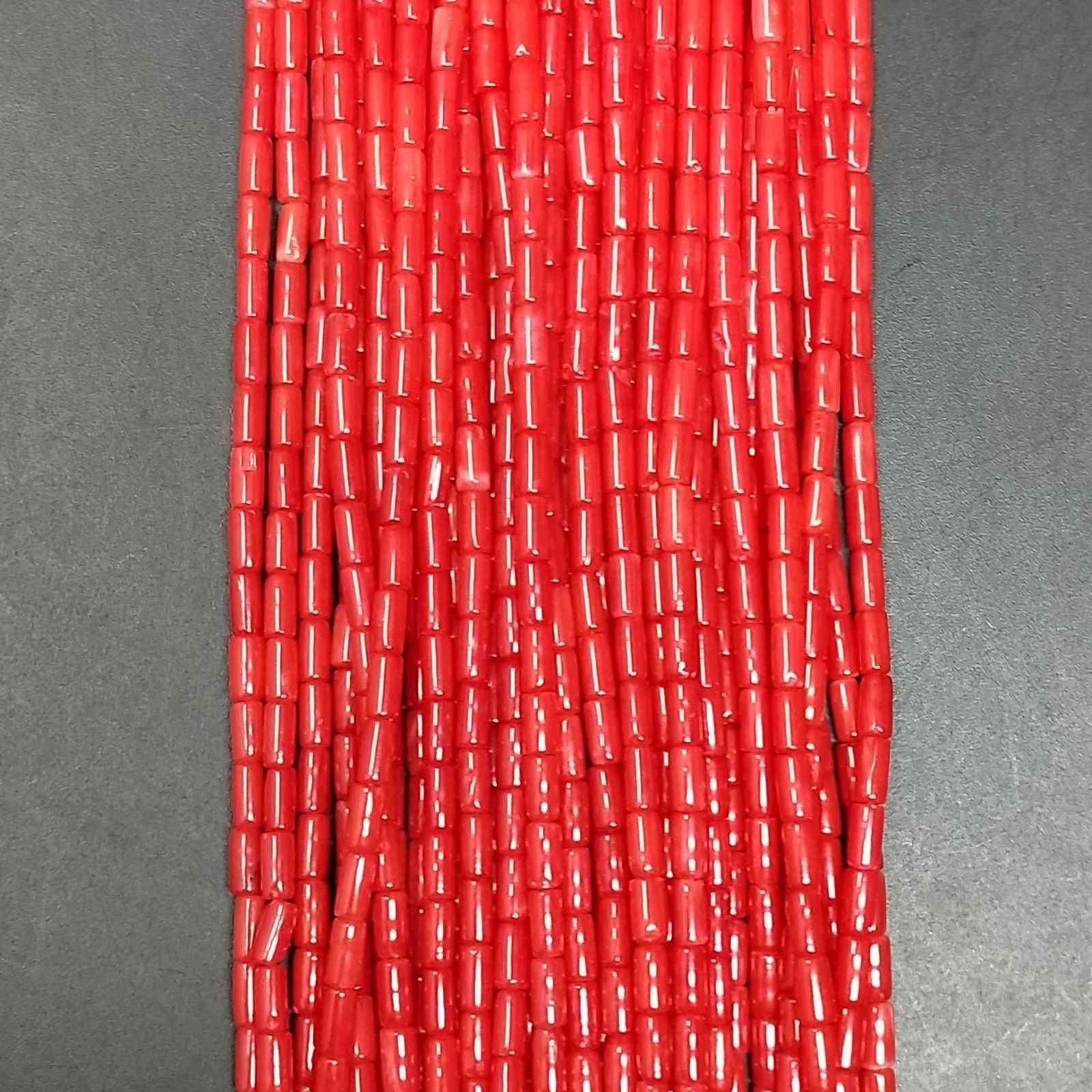 Corallo Bamboo Rosso Perline Forma Cilindro Liscio 02X04mm