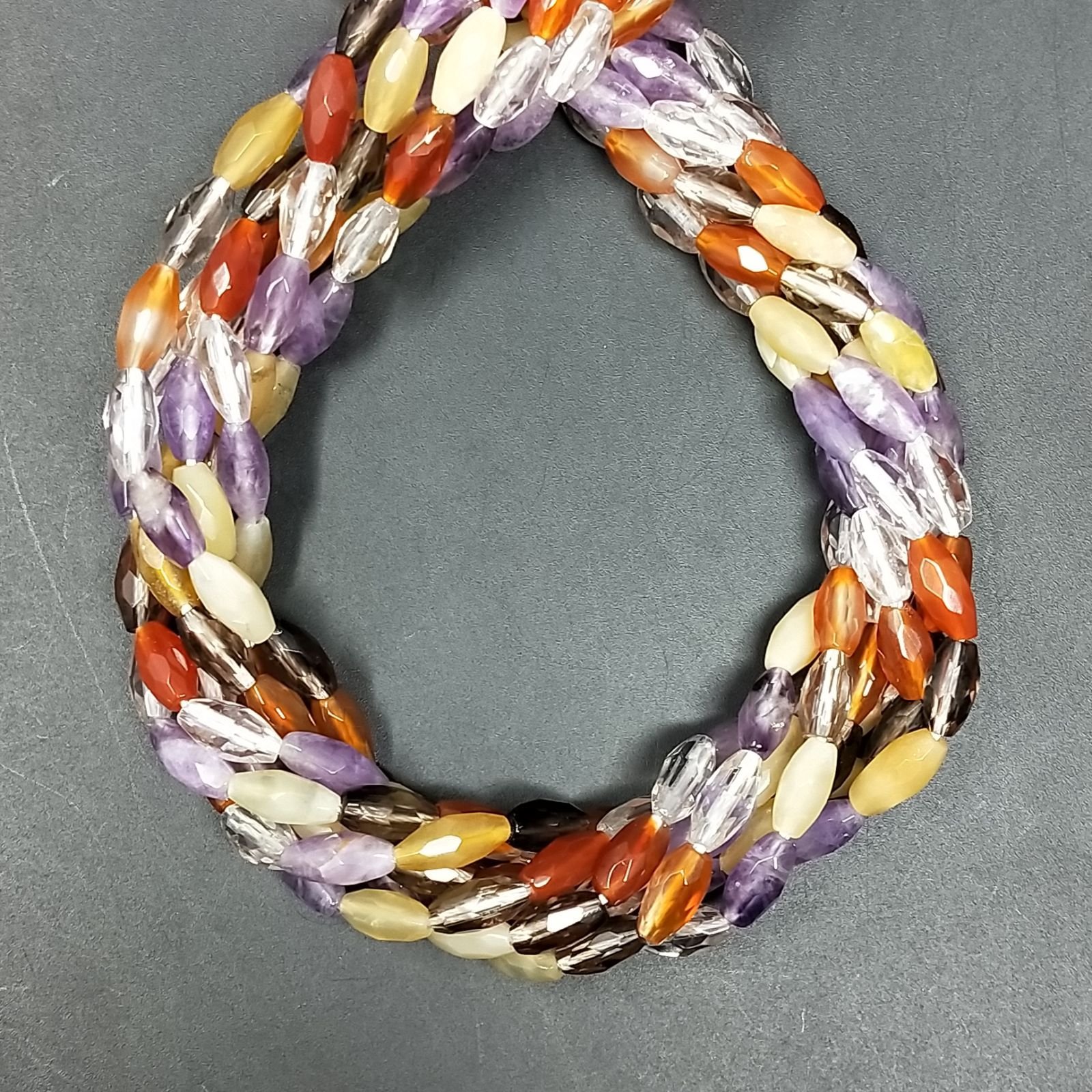 Quarzo Multicolore Naturale in Perline Forma Barilotto Sfaccettato Foro Passante 08x04mm