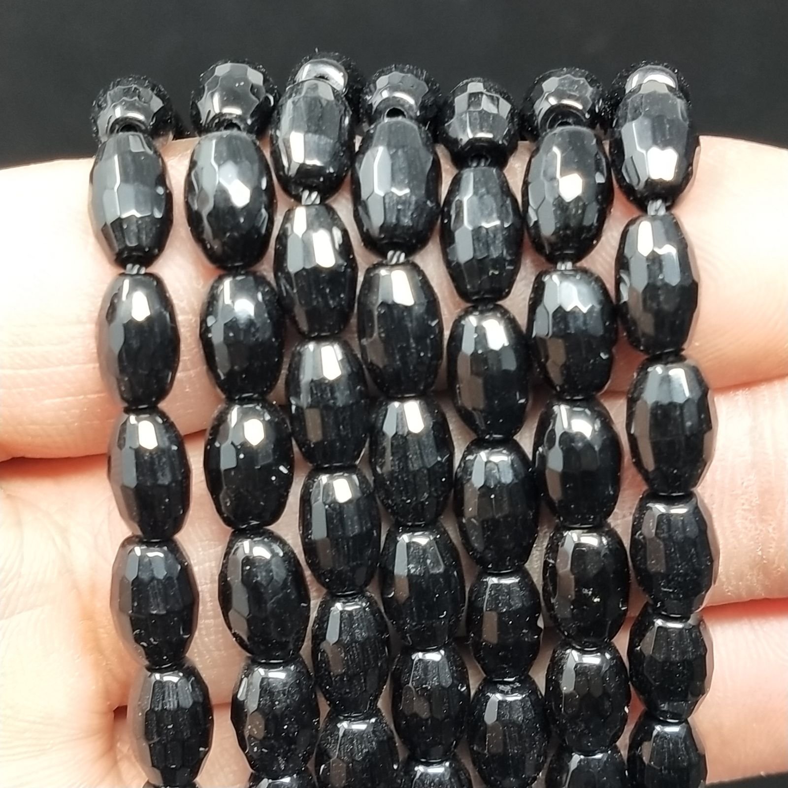 Onice Nera Perline Forma Barilotto Sfaccettato 06X09mm