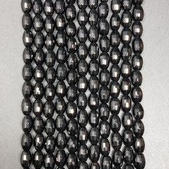 Onice Nera Perline Forma Barilotto Sfaccettato 06X09mm Onice Nera Perline Forma Barilotto Sfaccettato 06X09mm