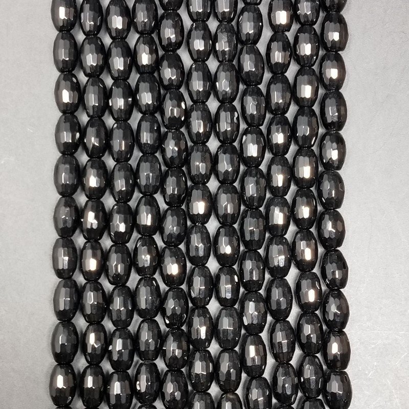 Onice Nera Perline Forma Barilotto Sfaccettato 06X09mm Onice Nera Perline Forma Barilotto Sfaccettato 06X09mm