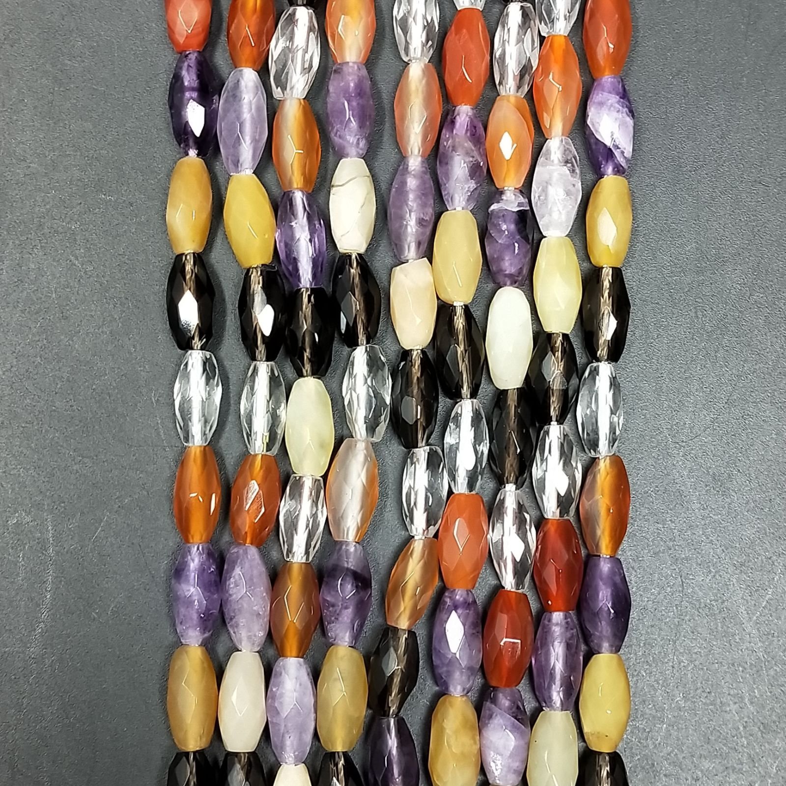 Quarzo Multicolore Naturale in Perline Forma Barilotto Sfaccettato Foro Passante 10x5mm
