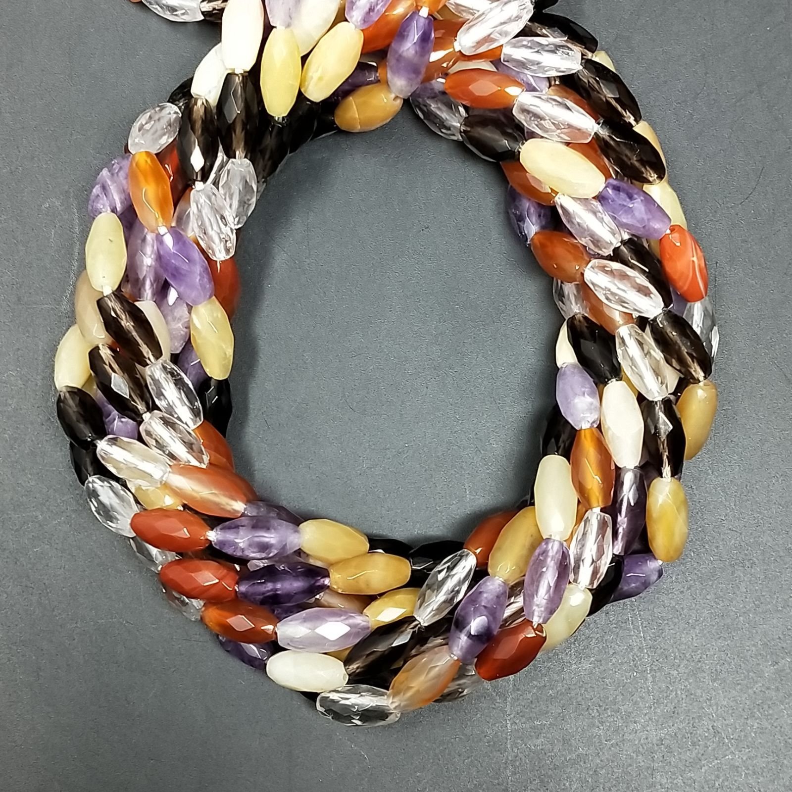 Quarzo Multicolore Naturale in Perline Forma Barilotto Sfaccettato Foro Passante 10x5mm