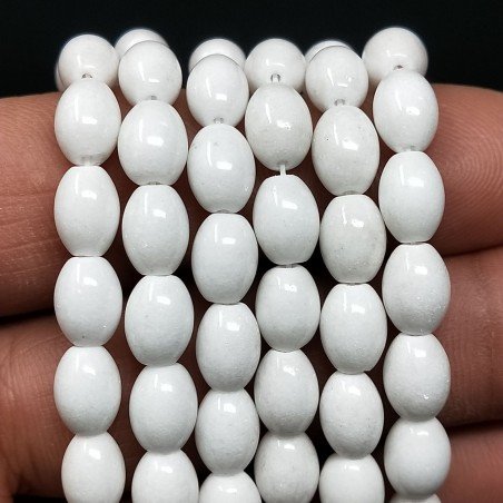 Agata Bianca Perline Forma Barilotto Liscio 06X08mm
