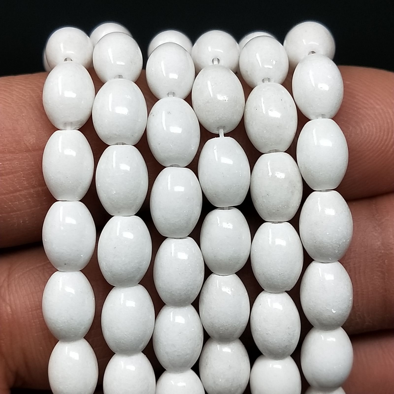 Agata Bianca Perline Forma Barilotto Liscio 06X08mm