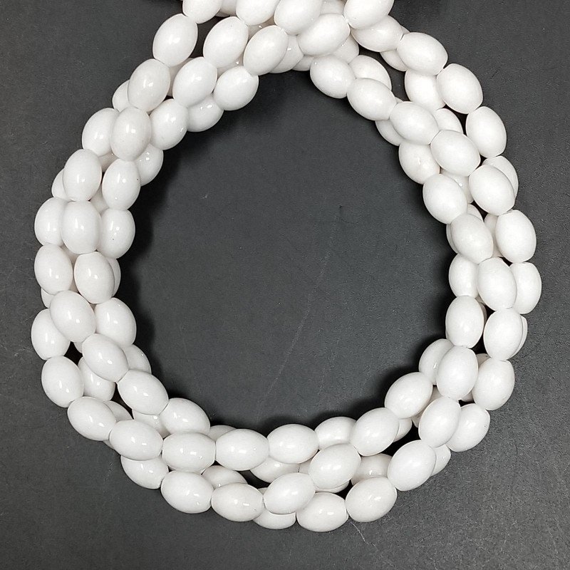 Agata Bianca Perline Forma Barilotto Liscio 06X08mm