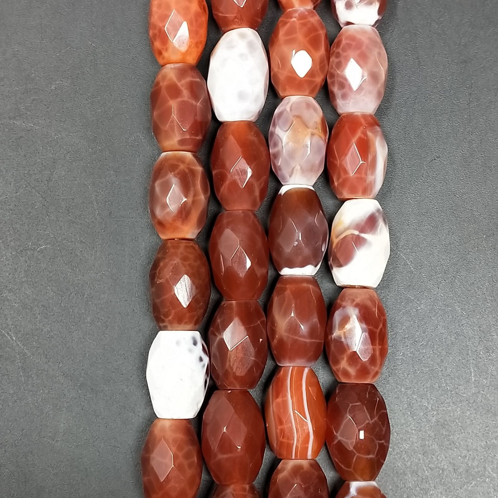 Agata Di Fuoco Perline Forma Barilotto Sfaccettato 09X14mm