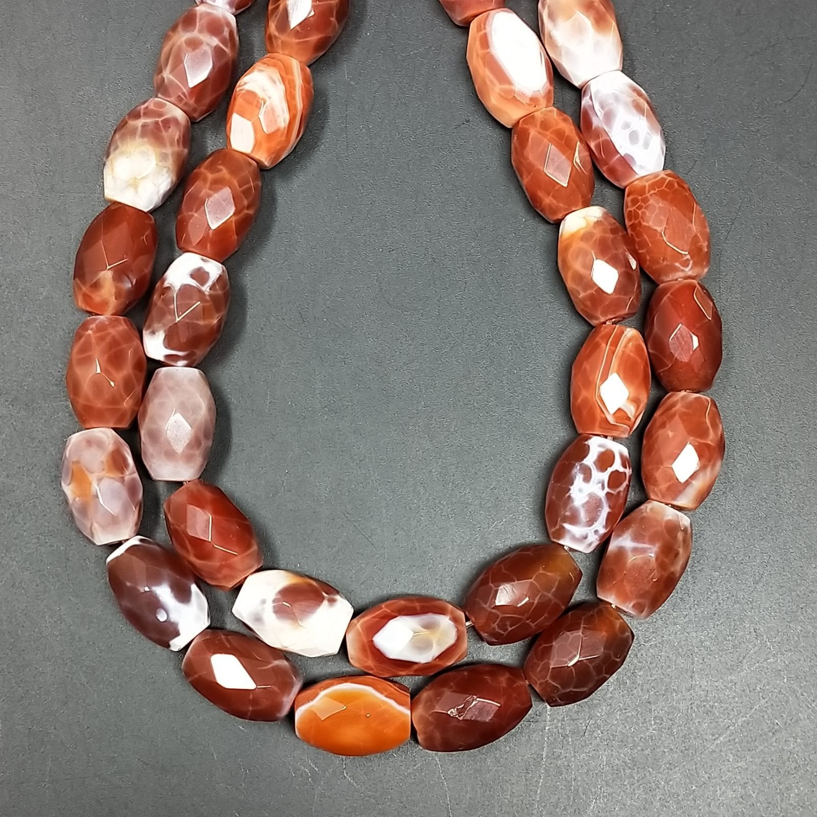 Agata Di Fuoco Perline Forma Barilotto Sfaccettato 09X14mm