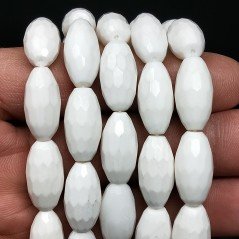 Conchiglia Bianca Perline Forma Barilotto Sfaccettato 9X18mm