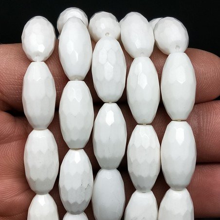 Conchiglia Bianca Perline Forma Barilotto Sfaccettato 9X18mm