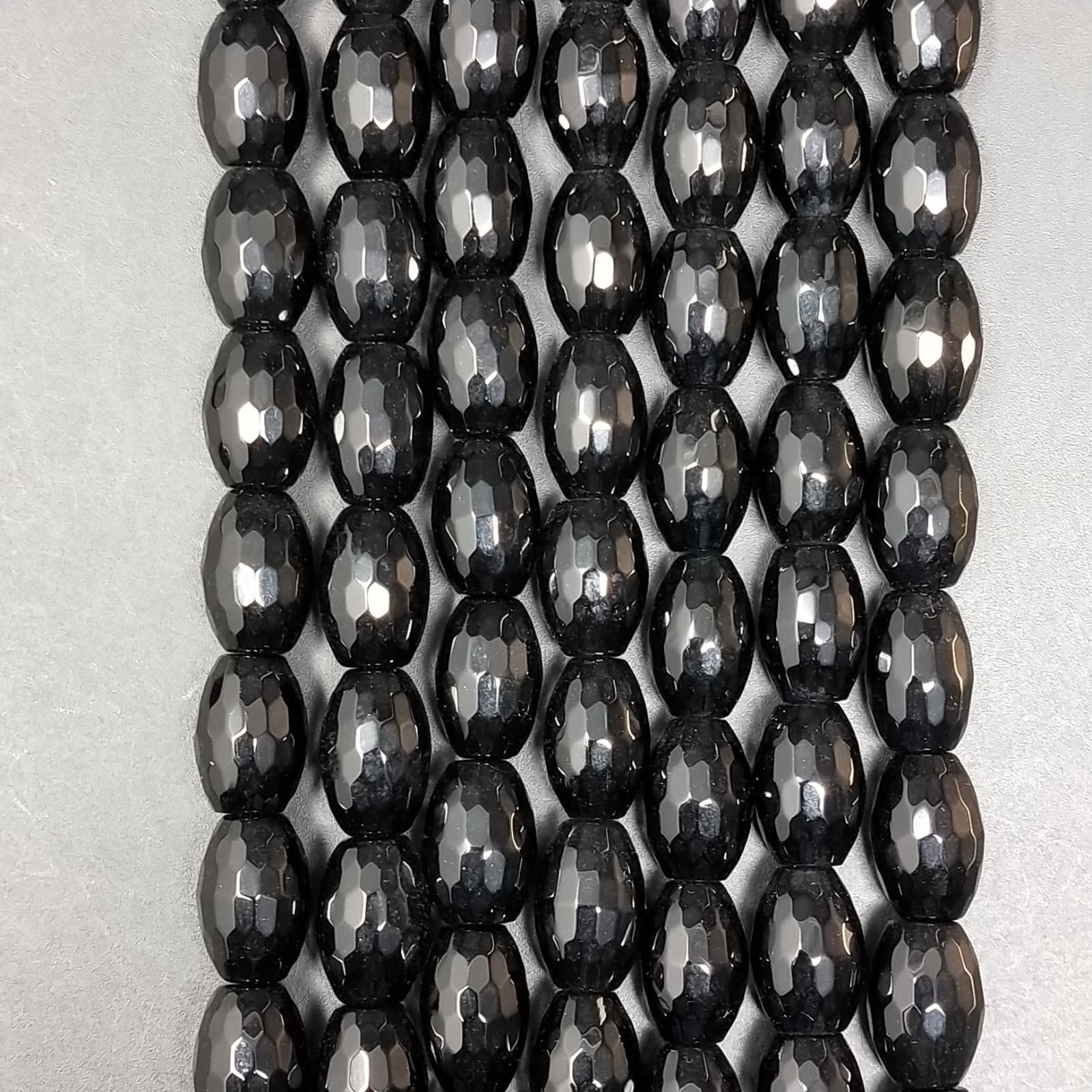 Onice Nera Perline Forma Barilotto Sfaccettato 08X12mm