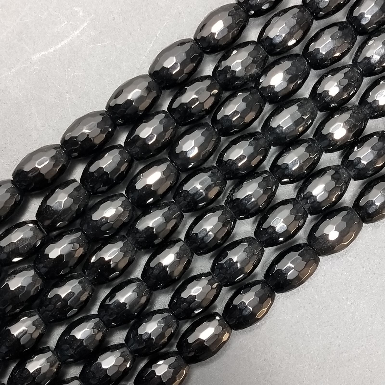 Onice Nera Perline Forma Barilotto Sfaccettato 08X12mm