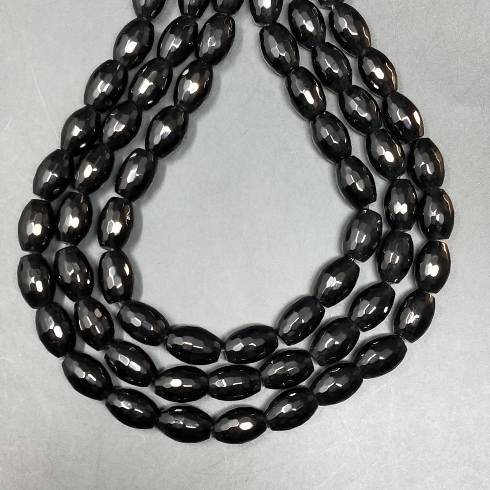 Onice Nera Perline Forma Barilotto Sfaccettato 08X12mm