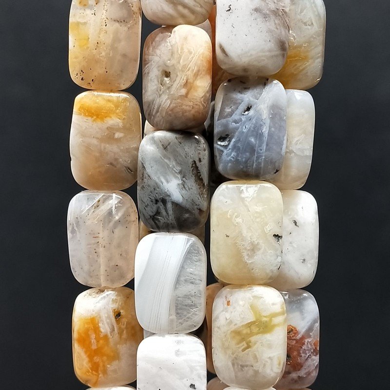 Agata Crazy Lace Naturale in Perline Forma Rettangolare Piatto Liscio Foro Passante 10X14mm