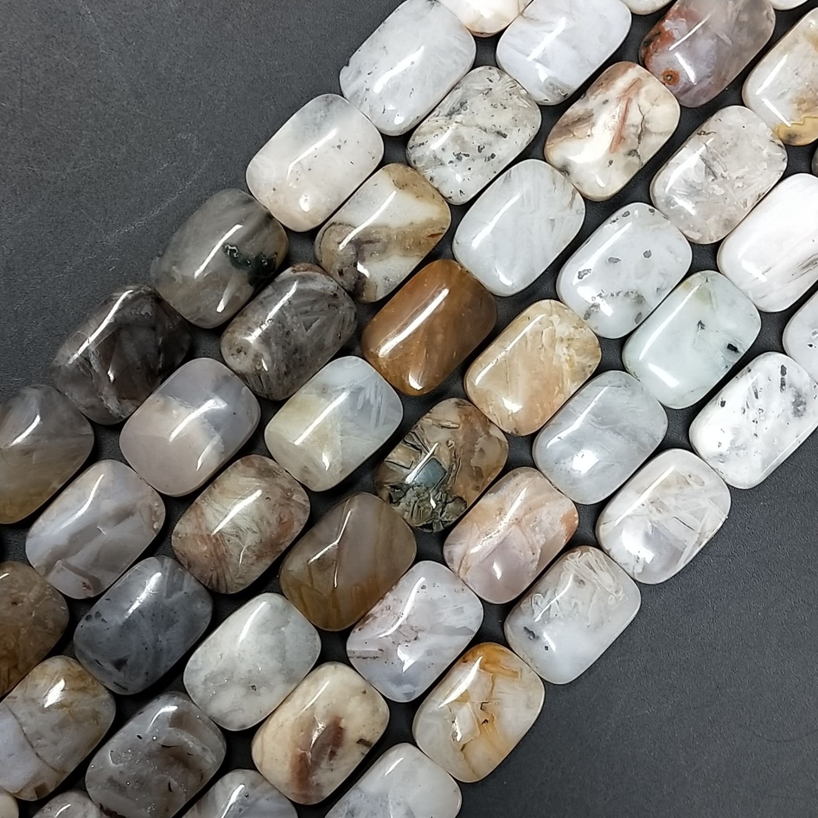 Agata Crazy Lace Naturale in Perline Forma Rettangolare Piatto Liscio Foro Passante 10X14mm