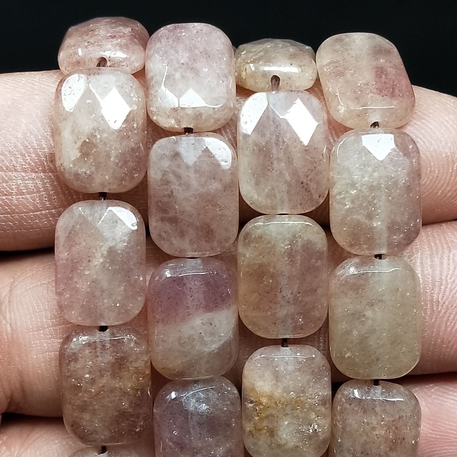 Pietra Di Sole Naturale in Perline Forma Rettangolare Piatto Sfaccettato Foro Passante 10X15mm