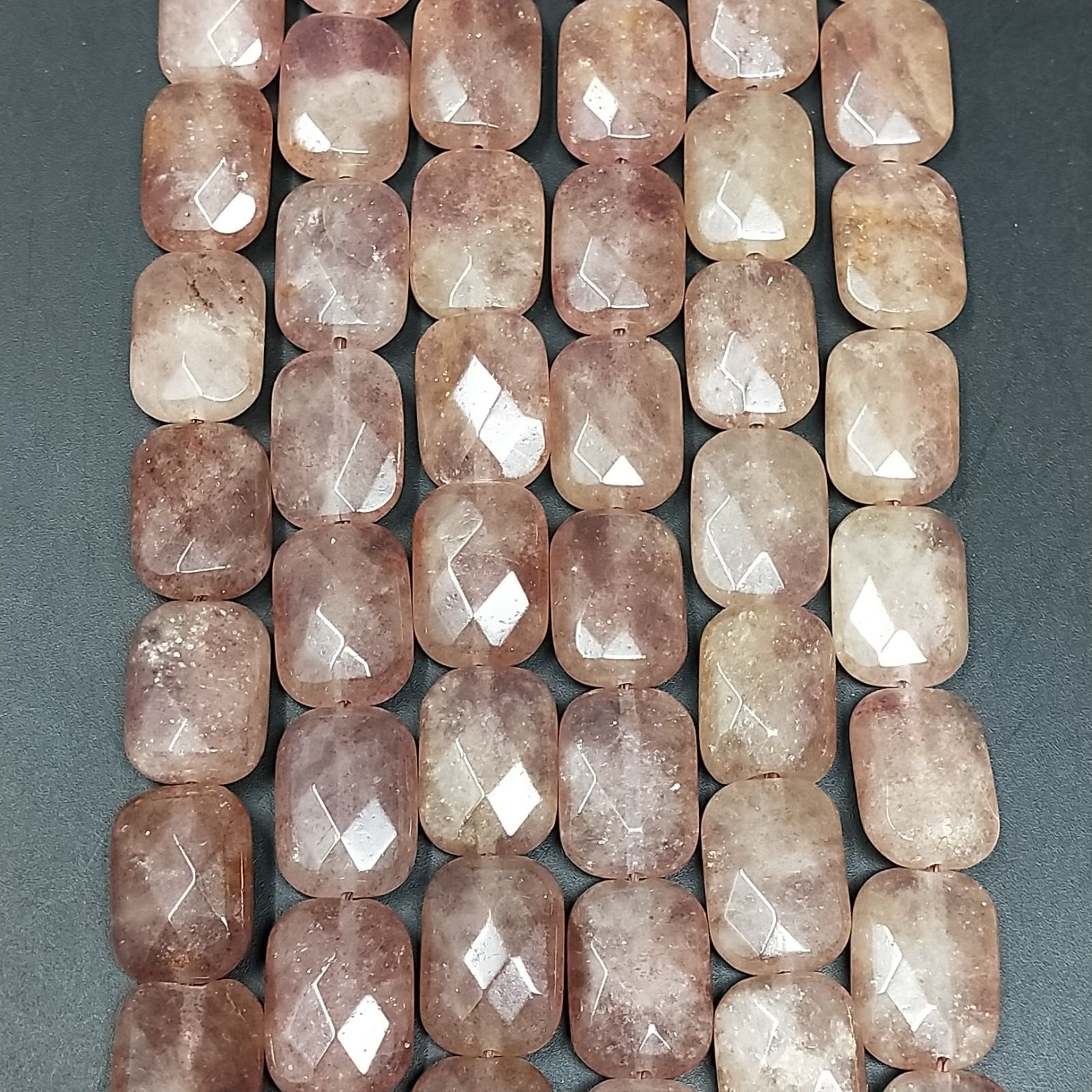 Pietra Di Sole Naturale in Perline Forma Rettangolare Piatto Sfaccettato Foro Passante 10X15mm