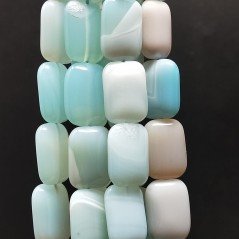 Agata Brasiliana Celeste Striata Naturale in Perline Forma Rettangolare Piatto Liscio Foro Passante 13x18mm