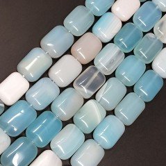 Agata Brasiliana Celeste Striata Naturale in Perline Forma Rettangolare Piatto Liscio Foro Passante 13x18mm