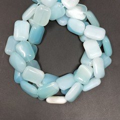Agata Brasiliana Celeste Striata Naturale in Perline Forma Rettangolare Piatto Liscio Foro Passante 13x18mm
