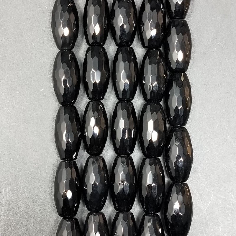 Onice Nera Perline Forma Barilotto Sfaccettato 10X20mm